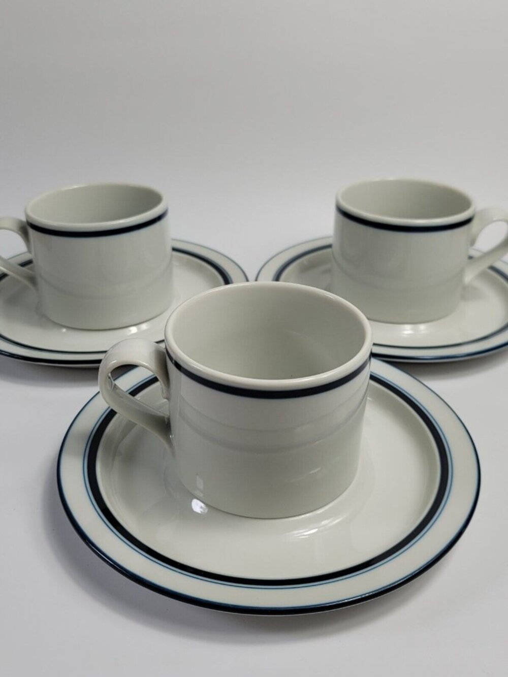 Dansk Bistro Christianshavn Blue Cup and Saucer Sets White & Blue Scandinavian